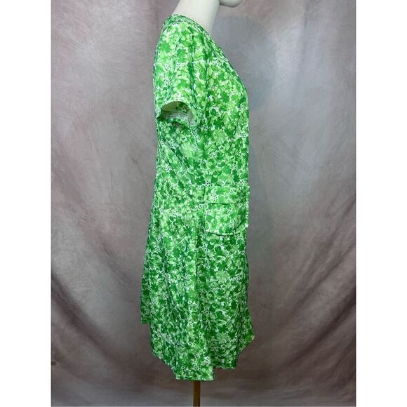 Vintage 1970s GreenβMod Floral Dress Mod MCM Retro - Picture 4 of 7